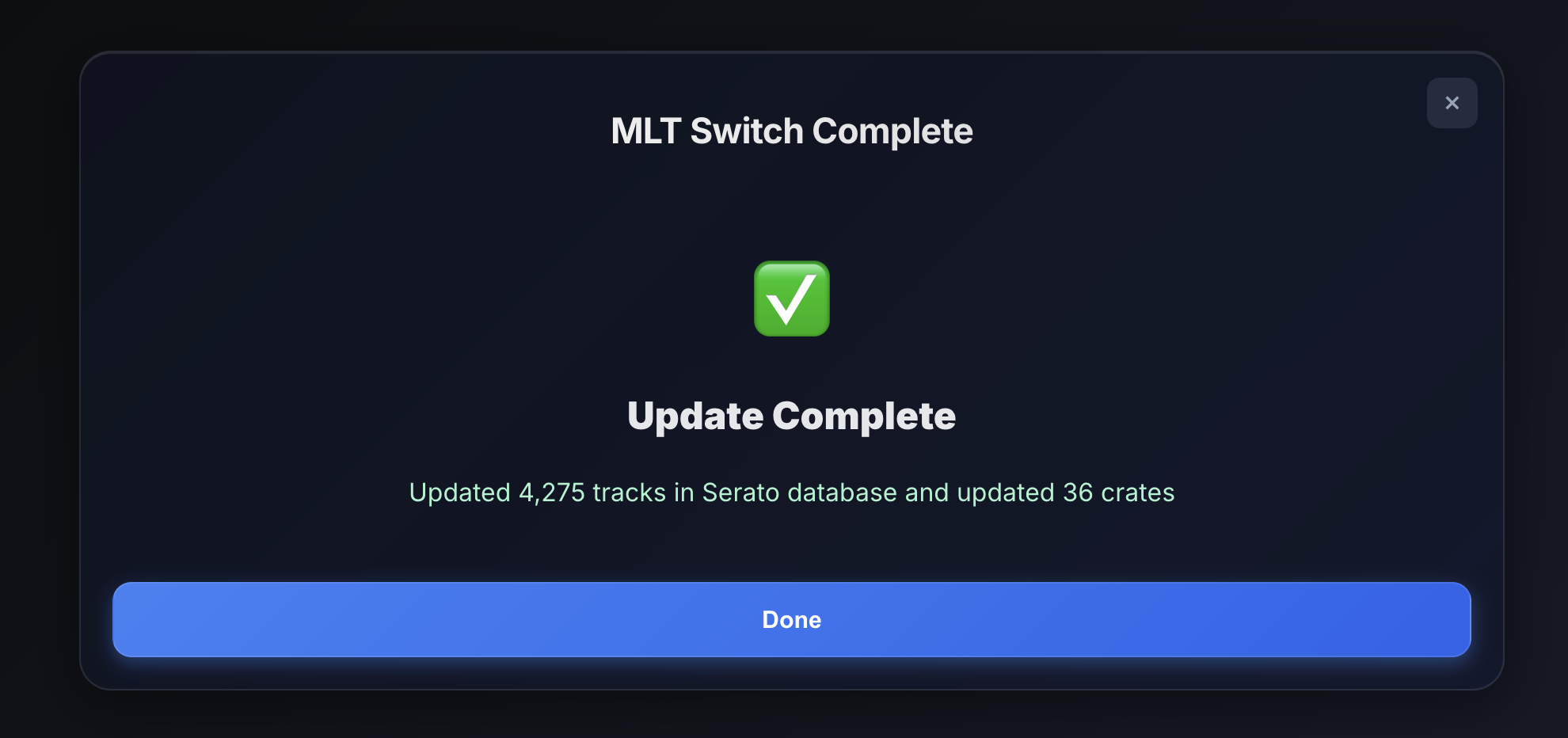 One click, Serato in sync in MLT Switch